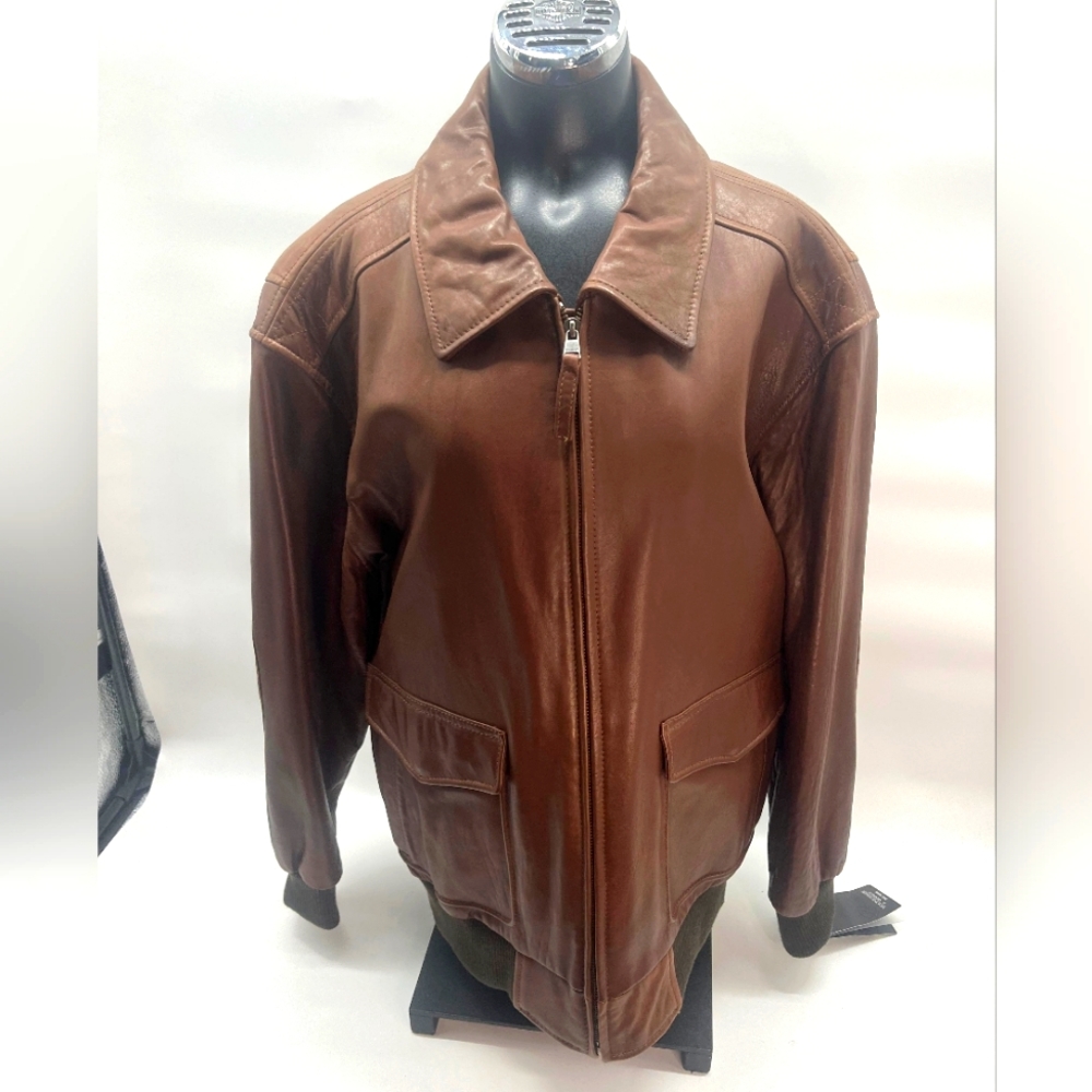 Mens Roundtree & York dark brown lambskin bomber jacket NWT new 3XL